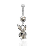 Dangly Playboy Belly Ring - Clear - Belly Button Rings Direct