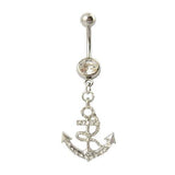 Dangly Crystal Gem - Anchor Belly Ring - Clear - Belly Button Rings Direct