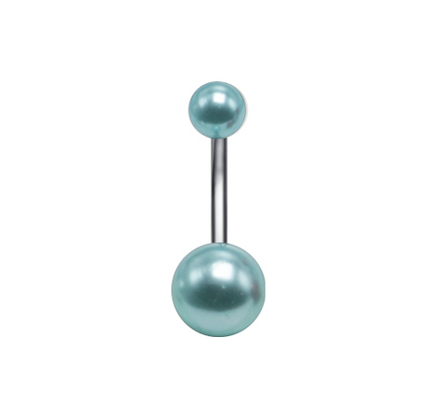 Pearly Balls - Belly Button Ring - Aqua Blue - Belly Button Rings Direct