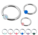 Captive Beads Lip Ring - Opal Ball - Belly Button Rings Direct