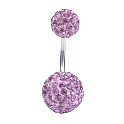 Disco Balls - Belly Button Ring - Soft Pink - Belly Button Rings Direct