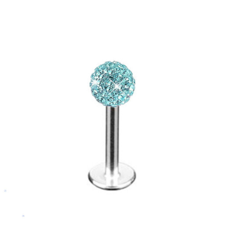 Labret Studs - Disco Ball - Aqua Blue - Belly Button Rings Direct