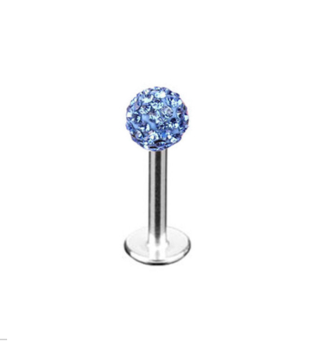 Labret Studs - Disco Ball - Light Blue - Belly Button Rings Direct