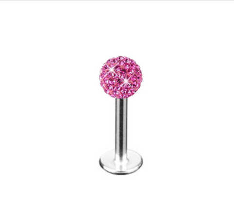 Labret Studs - Disco Ball - Pink - Belly Button Rings Direct