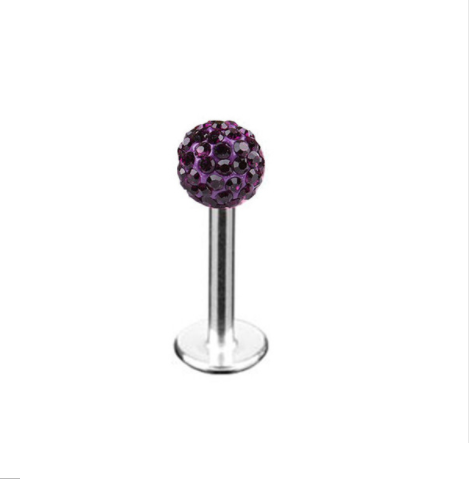 Labret Studs - Disco Ball - Purple - Belly Button Rings Direct