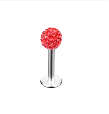Labret Studs - Disco Ball - Red - Belly Button Rings Direct