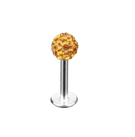 Labret Studs - Disco Ball - Yellow - Belly Button Rings Direct
