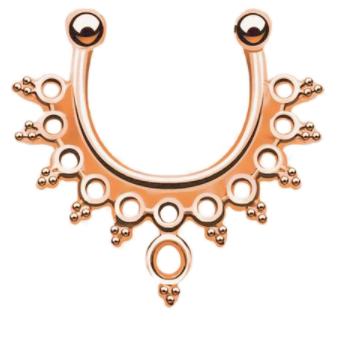 Fake Septum Hoop Nose Ring - Intricate Gold Rose - Belly Button Rings Direct