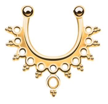 Fake Septum Hoop Nose Ring - Intricate Gold - Belly Button Rings Direct
