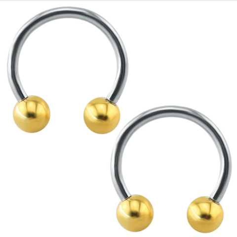 Circular Barbell Lip Ring - Balls - Gold - Belly Button Rings Direct