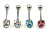 Gem Tongue Bar - Cube - Mix Color - Belly Button Rings Direct