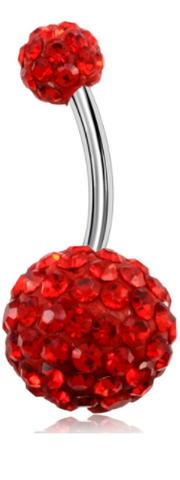 Disco Balls - Belly Button Ring - Red - Belly Button Rings Direct