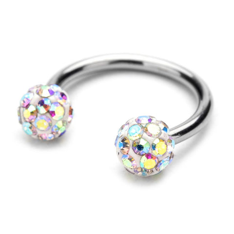 Circular Barbell Lip Ring - Disco Balls -Aurora Boreala - Belly Button Rings Direct