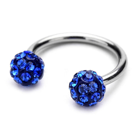 Circular Barbell Lip Ring - Disco Balls - Royal Blue - Belly Button Rings Direct