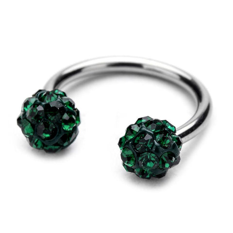 Circular Barbell Lip Ring - Disco Balls - Emerald Green - Belly Button Rings Direct