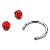 Circular Barbell Lip Ring - Disco Balls - Red - Belly Button Rings Direct