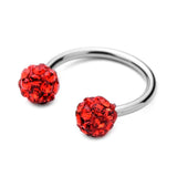 Circular Barbell Lip Ring - Disco Balls - Red - Belly Button Rings Direct