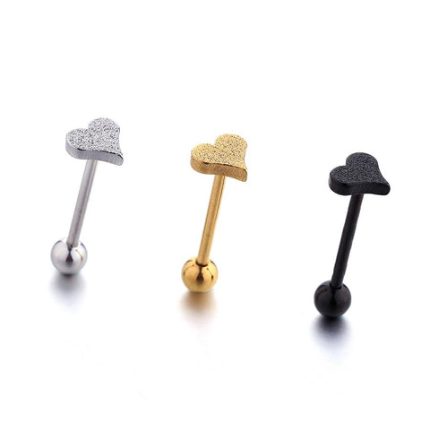 Love Heart Shaped - Tongue Bar - Belly Button Rings Direct