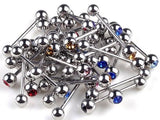 Single Gem Tongue Bar - Mixed - Belly Button Rings Direct