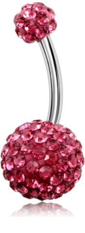 Disco Balls - Belly Button Ring - Pink - Belly Button Rings Direct