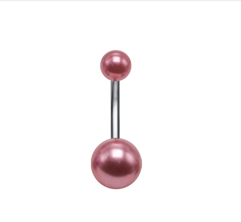 Pearly Balls - Belly Button Ring - Pink - Belly Button Rings Direct