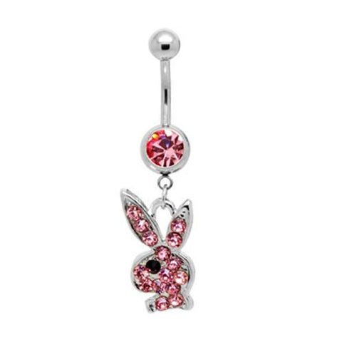 Dangly Playboy Belly Ring - Soft Pink - Belly Button Rings Direct
