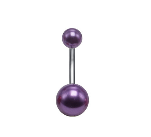 Pearly Balls - Belly Button Ring - Purple - Belly Button Rings Direct