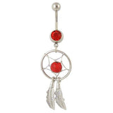 Dangly Dream Catcher - Belly Ring - Red - Belly Button Rings Direct