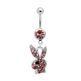 Dangly Playboy Belly Ring - Pink - Belly Button Rings Direct
