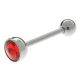 Red Gem Tongue Bar - Belly Button Rings Direct