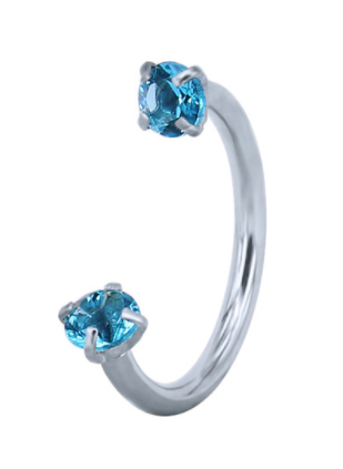 Circular Barbell Lip Ring - Diamond Gem - Blue - Belly Button Rings Direct