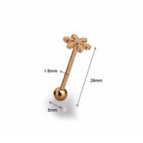 Snow Flake Shaped - Tongue Bar - Belly Button Rings Direct