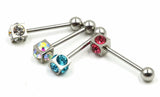 Gem Tongue Bar - Cube - Mix Color - Belly Button Rings Direct