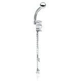 Tassle - Crystal Gem Belly Button Ring - Clear - Belly Button Rings Direct