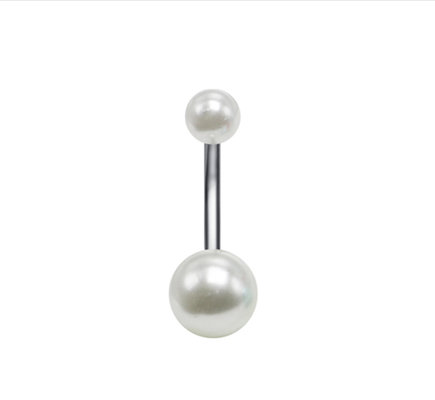 Pearly Balls - Belly Button Ring - Pearly White - Belly Button Rings Direct