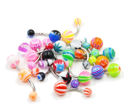 Acrylic Belly Button Ring - Mix Color (sets of 5) - Belly Button Rings Direct