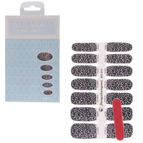 Black & White Leopard Nail Wraps - ColourYourEyes.com