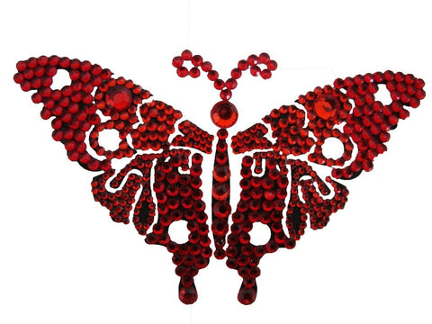 Vajazzle Butterfly Body Tattoo - Red Gems - Belly Button Rings Direct