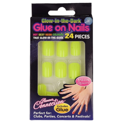 Glow In The Dark- Glue on Nails- Neon Yellow - ColourYourEyes.com