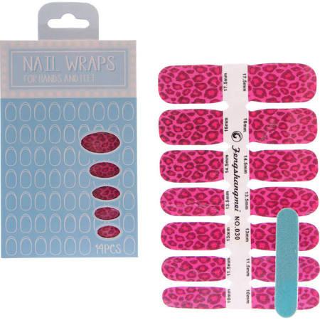 Pink Leopard Nail Wraps - ColourYourEyes.com